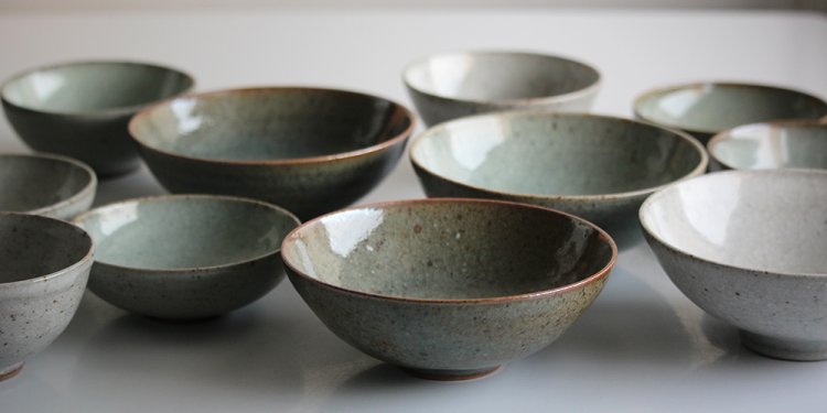 Group of different hand-thrown