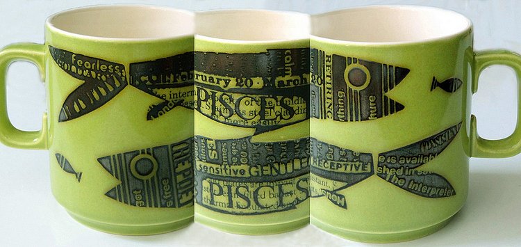 Hornsea Pisces Zoodiac (Newsprint) Mug