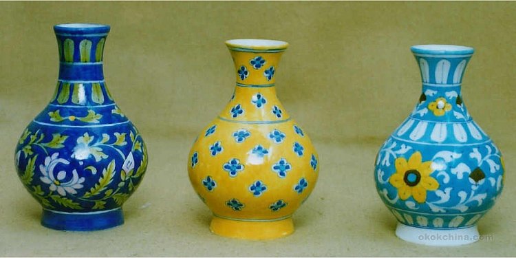 Flower vases blue pottery