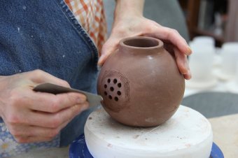 Hand built teapot pinched by Antoinette