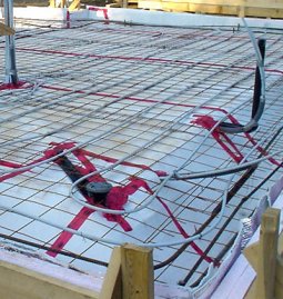 radiant floor tubing in slab on grade construction